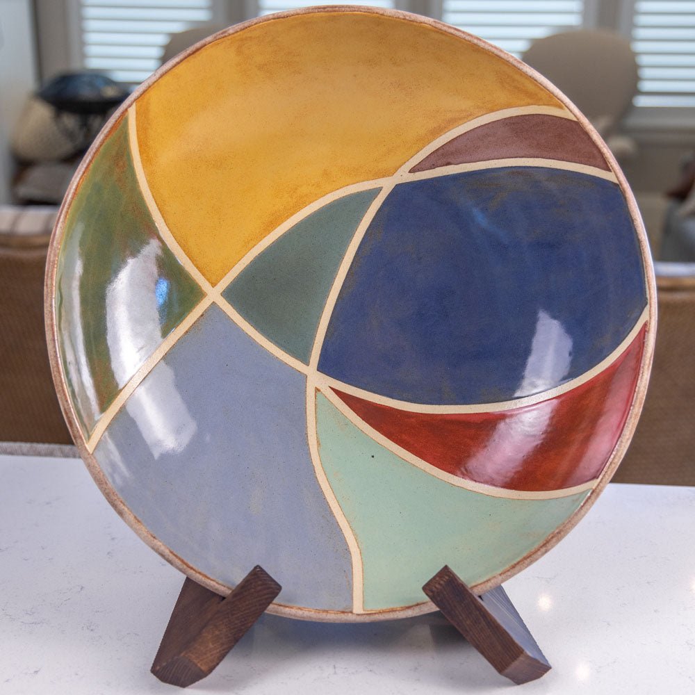 XL Stoneware Decorative Serving Shino Bowl (Autumn Colors) - Dan Pearce Ceramics