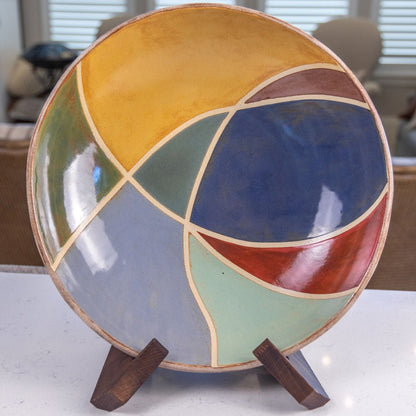 XL Stoneware Decorative Serving Shino Bowl (Autumn Colors) - Dan Pearce Ceramics