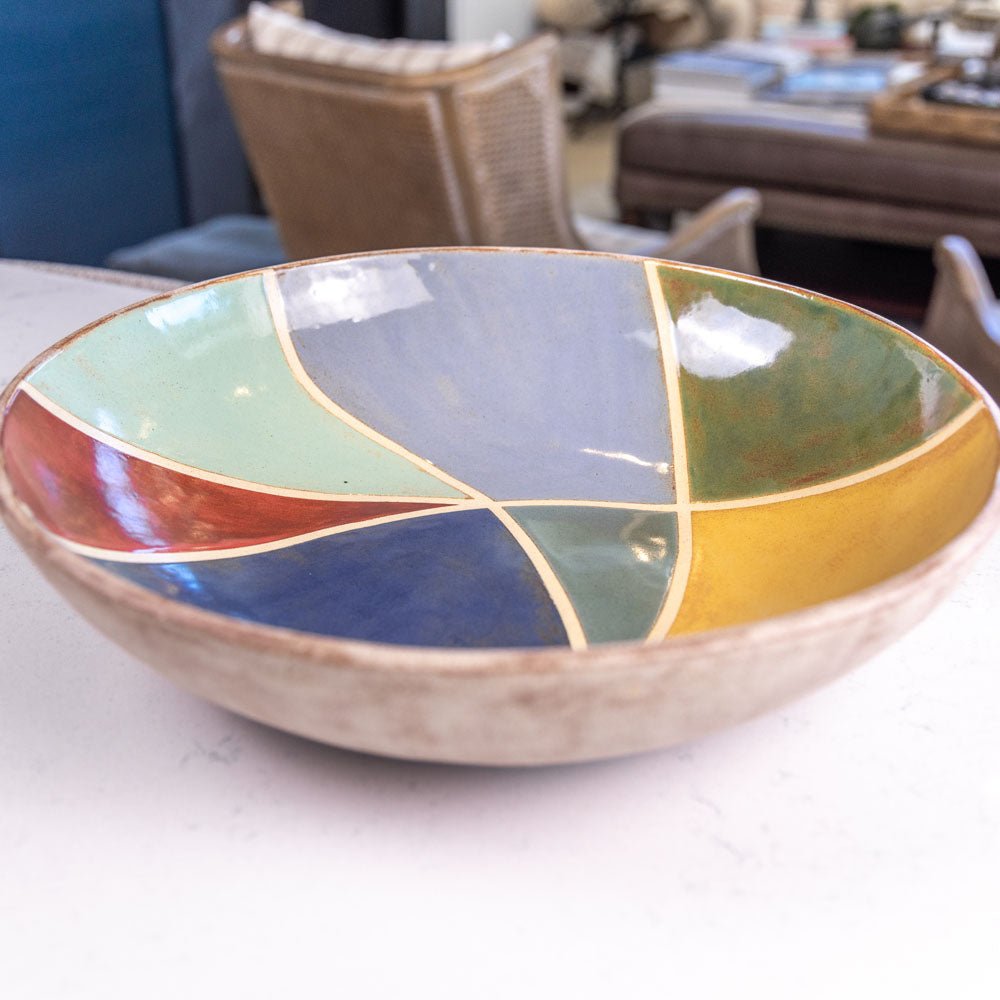 XL Stoneware Decorative Serving Shino Bowl (Autumn Colors) - Dan Pearce Ceramics