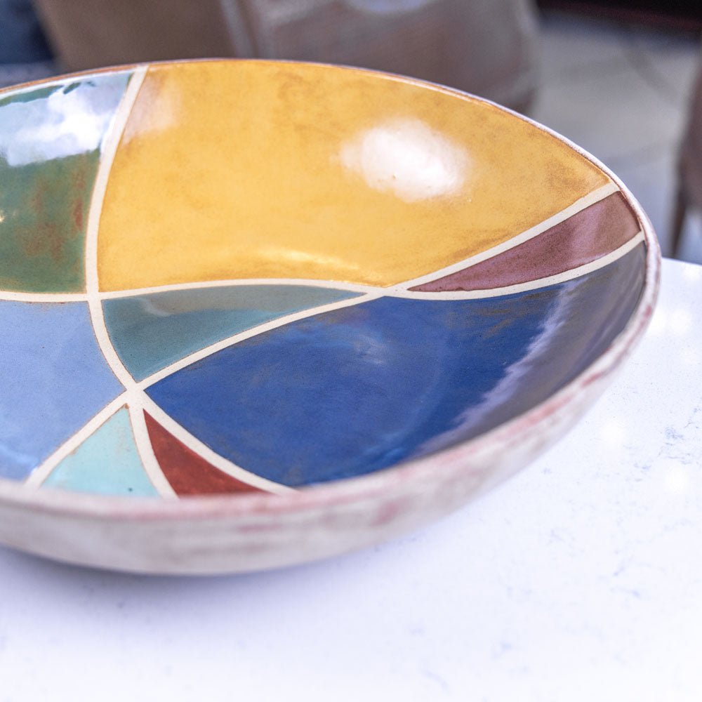 XL Stoneware Decorative Serving Shino Bowl (Autumn Colors) - Dan Pearce Ceramics