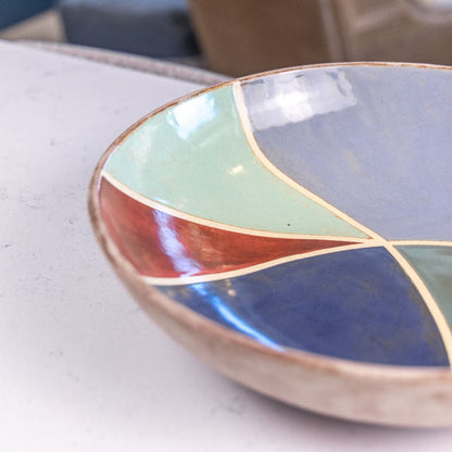 XL Stoneware Decorative Serving Shino Bowl (Autumn Colors) - Dan Pearce Ceramics