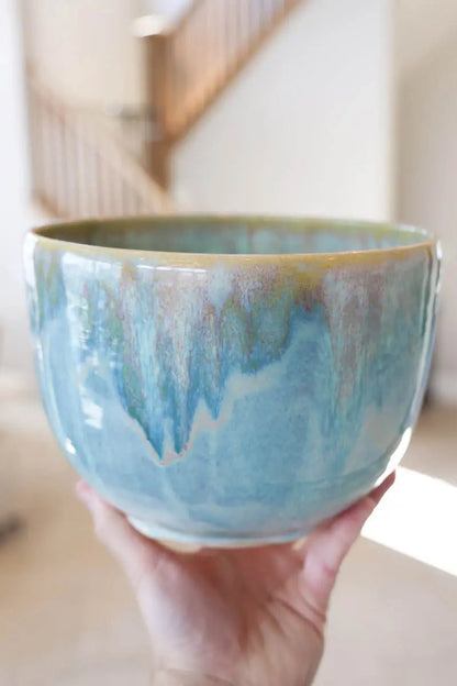 XL Traditional Alchemy Serving Bowl (Light Greens, Creams, and Browns) - Dan Pearce Ceramics