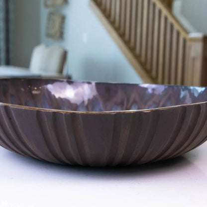 XXL Black Stoneware Serving/Decorative Bowl - Dark Blues & Tans with Swirl (Alchemy Collection) - Dan Pearce Ceramics