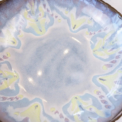 XXL Dark Chocolate Stoneware Serving/Decorative Bowl - Greens, Blues, & Creams (Alchemy Collection) - Dan Pearce Ceramics