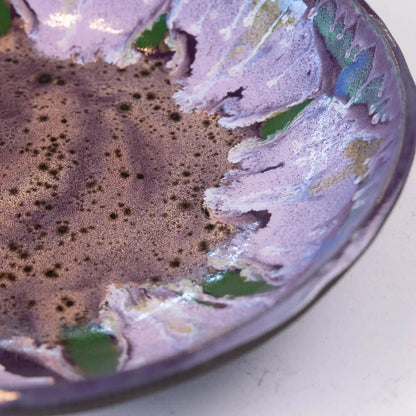 XXL Dark Chocolate Stoneware Serving/Decorative Bowl - Purple Floral Design (Alchemy Collection) - Dan Pearce Ceramics