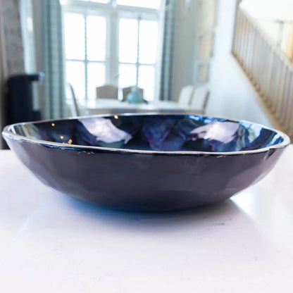 XXL Gray Stoneware Serving/Decorative Bowl - Black & Neons (Alchemy Collection) SECONDS - Dan Pearce Ceramics