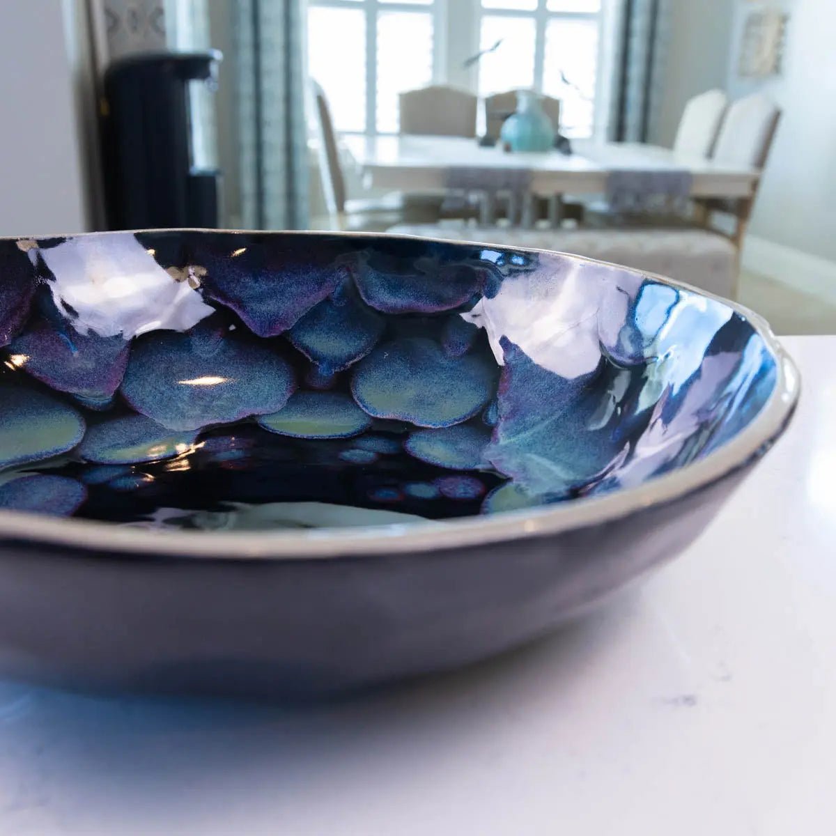 XXL Gray Stoneware Serving/Decorative Bowl - Black & Neons (Alchemy Collection) SECONDS - Dan Pearce Ceramics