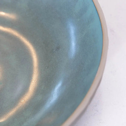 XXL Gray Stoneware Serving/Decorative Bowl Mottled Green (Alchemy Collection) - Dan Pearce Ceramics