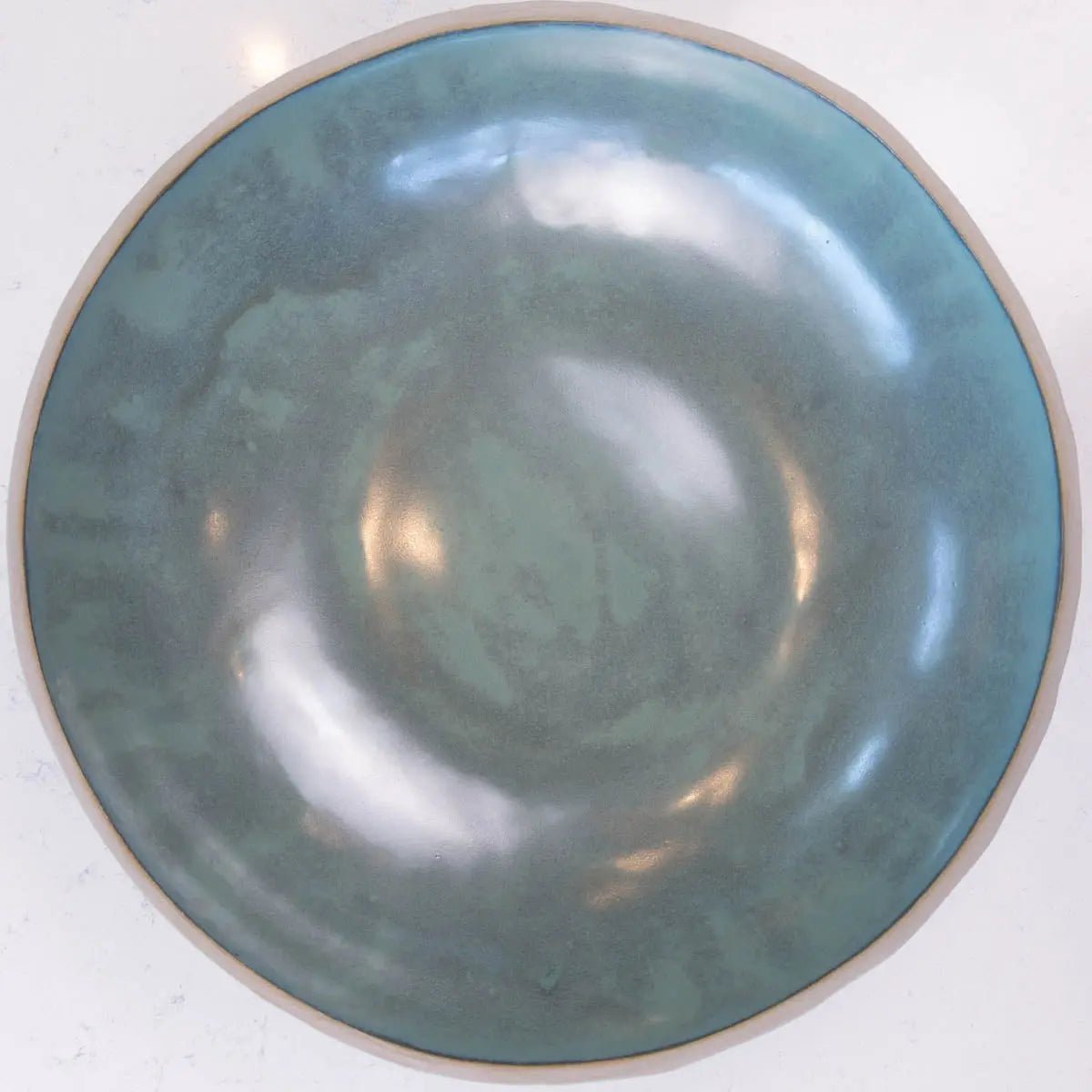 XXL Gray Stoneware Serving/Decorative Bowl Mottled Green (Alchemy Collection) - Dan Pearce Ceramics