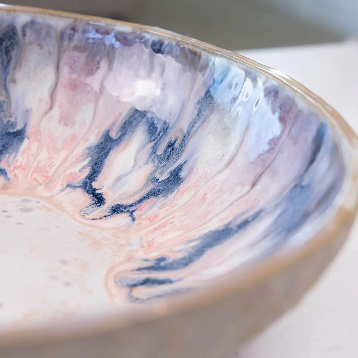 XXL Gray Stoneware Serving/Decorative Bowl Pinks, Blues, & Grays (Alchemy Collection) - Dan Pearce Ceramics