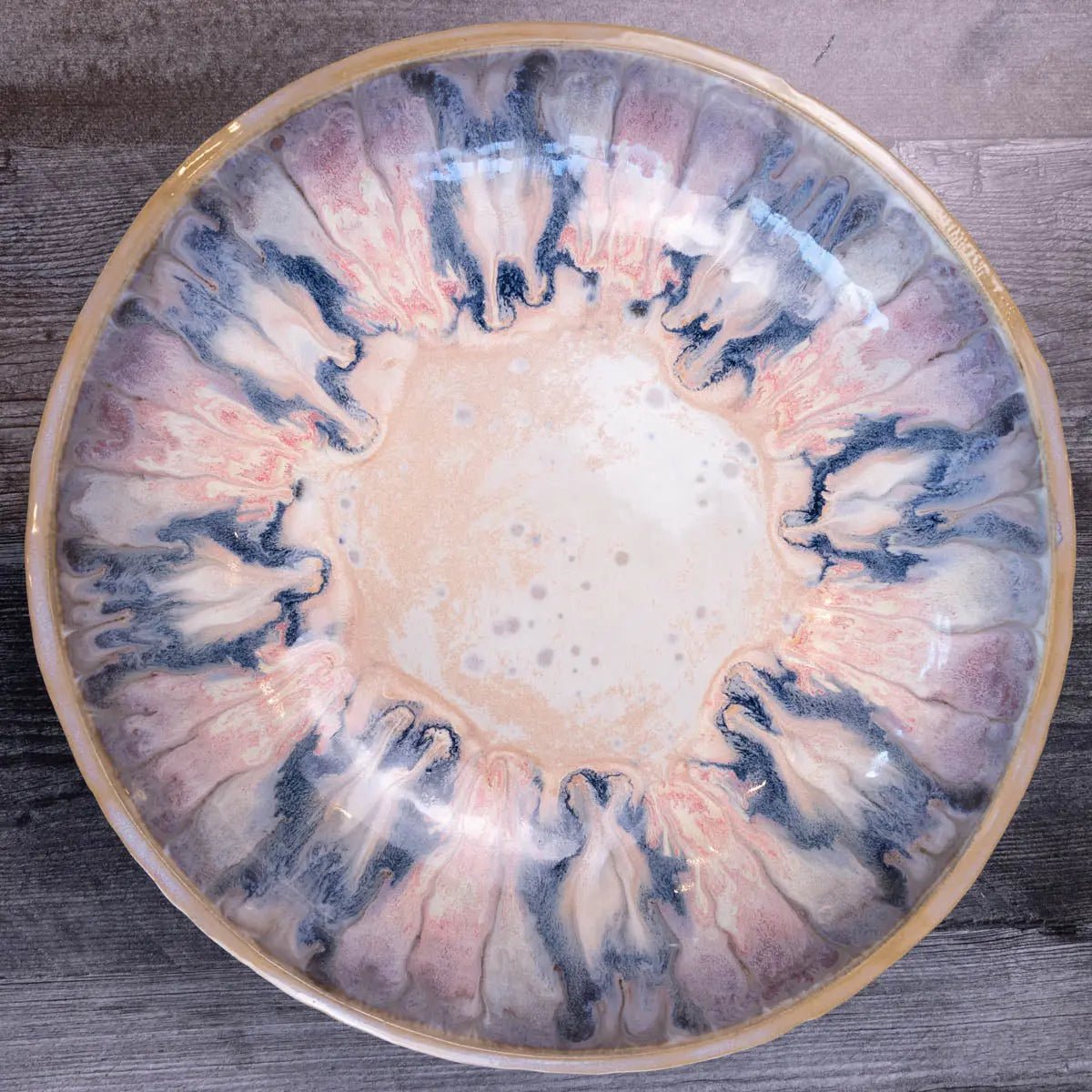 XXL Gray Stoneware Serving/Decorative Bowl Pinks, Blues, & Grays (Alchemy Collection) - Dan Pearce Ceramics