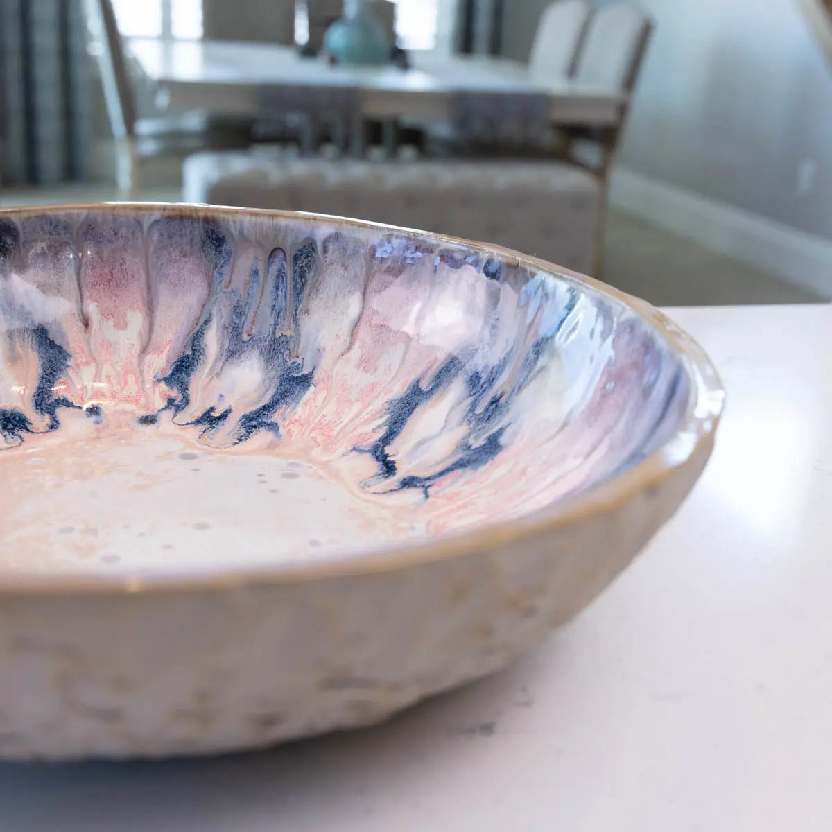 XXL Gray Stoneware Serving/Decorative Bowl Pinks, Blues, & Grays (Alchemy Collection) - Dan Pearce Ceramics