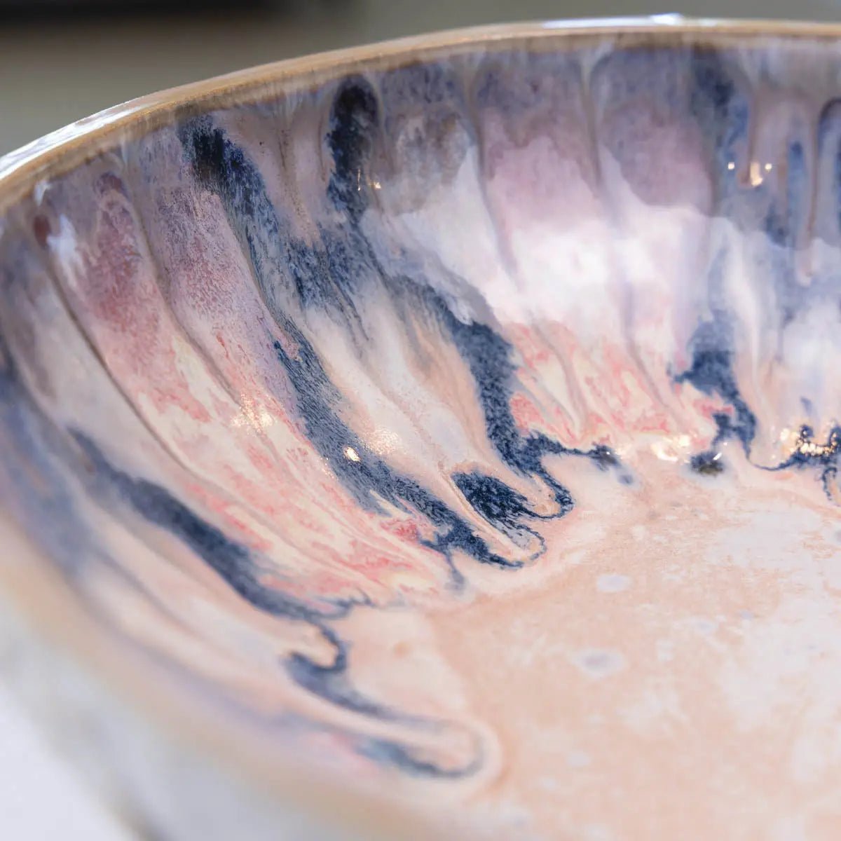 XXL Gray Stoneware Serving/Decorative Bowl Pinks, Blues, & Grays (Alchemy Collection) - Dan Pearce Ceramics