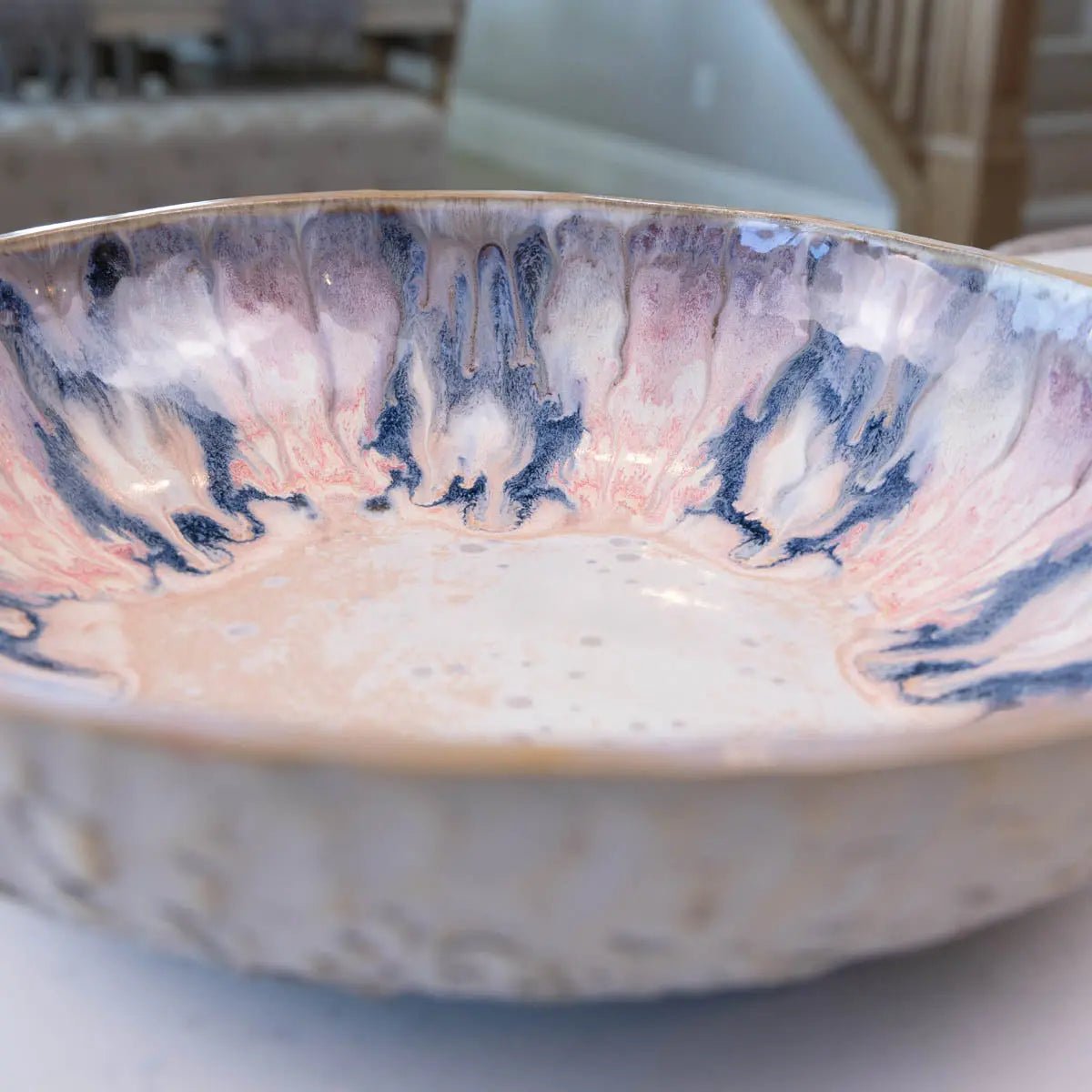 XXL Gray Stoneware Serving/Decorative Bowl Pinks, Blues, & Grays (Alchemy Collection) - Dan Pearce Ceramics