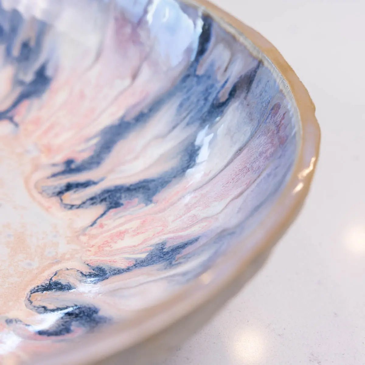 XXL Gray Stoneware Serving/Decorative Bowl Pinks, Blues, & Grays (Alchemy Collection) - Dan Pearce Ceramics