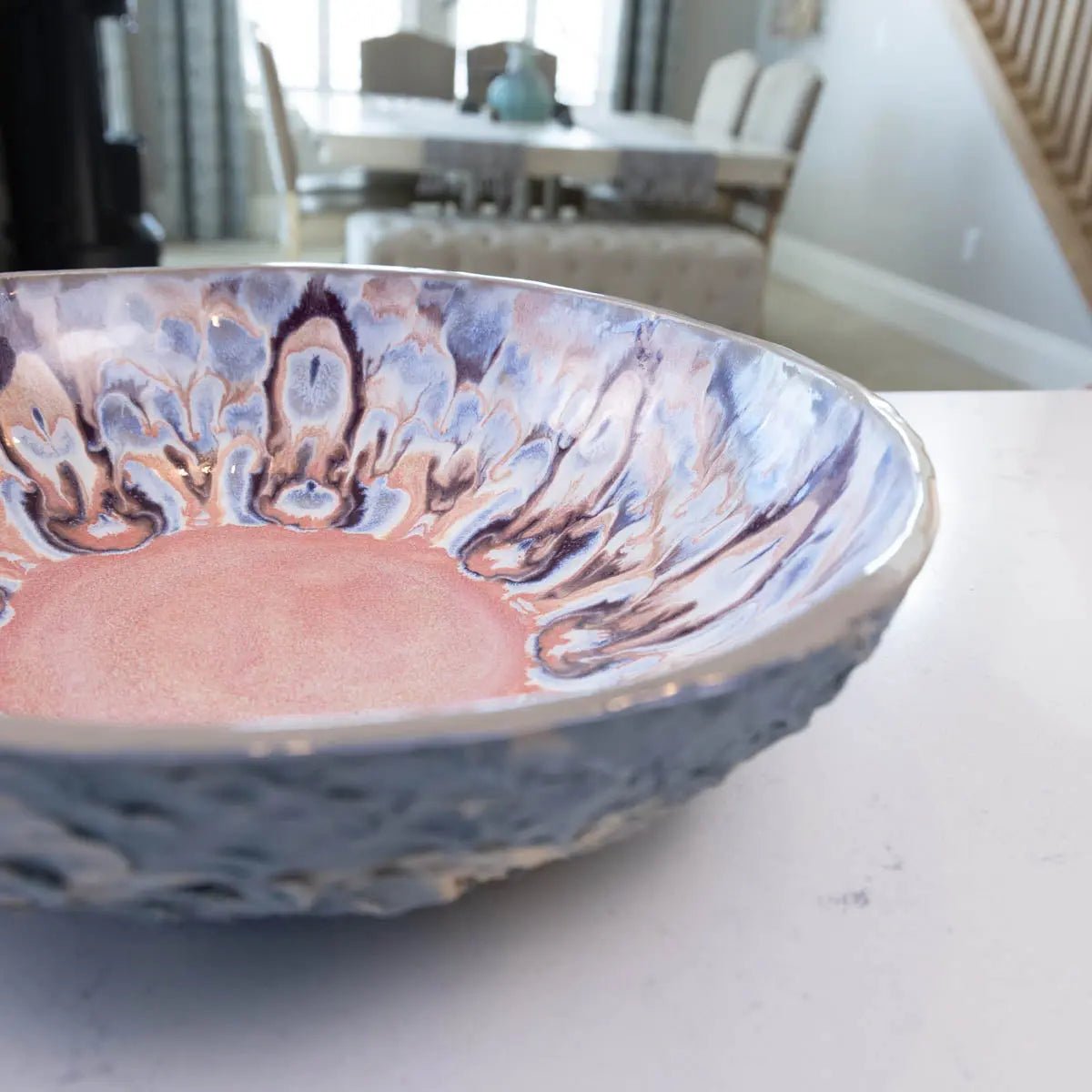 XXL Gray Stoneware Serving/Decorative Bowl Pinks, Grays, & Purples (Alchemy Collection) - Dan Pearce Ceramics