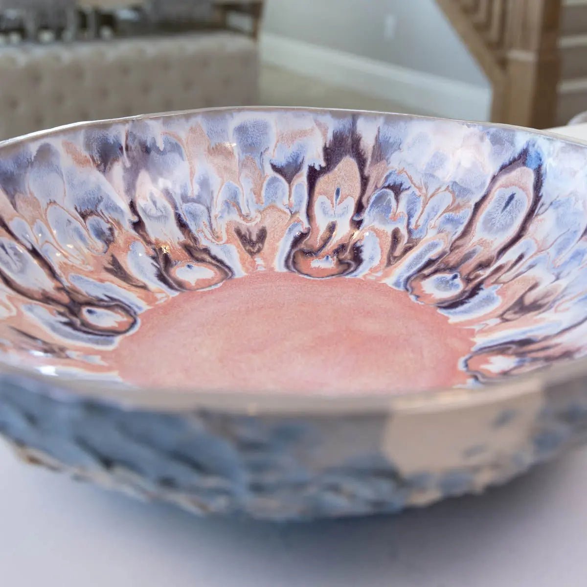 XXL Gray Stoneware Serving/Decorative Bowl Pinks, Grays, & Purples (Alchemy Collection) - Dan Pearce Ceramics