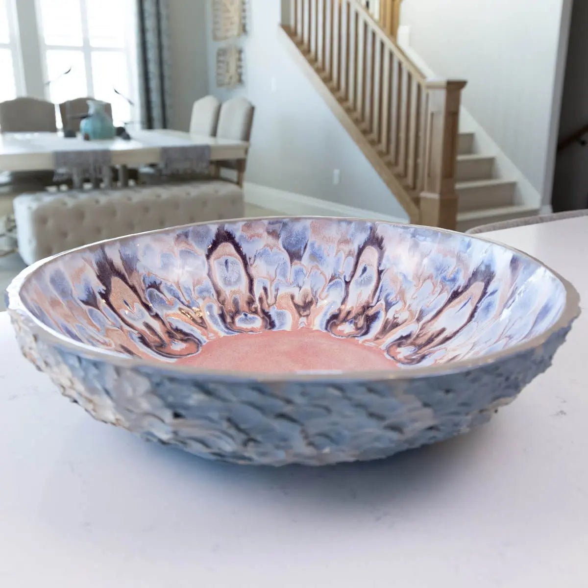 XXL Gray Stoneware Serving/Decorative Bowl Pinks, Grays, & Purples (Alchemy Collection) - Dan Pearce Ceramics