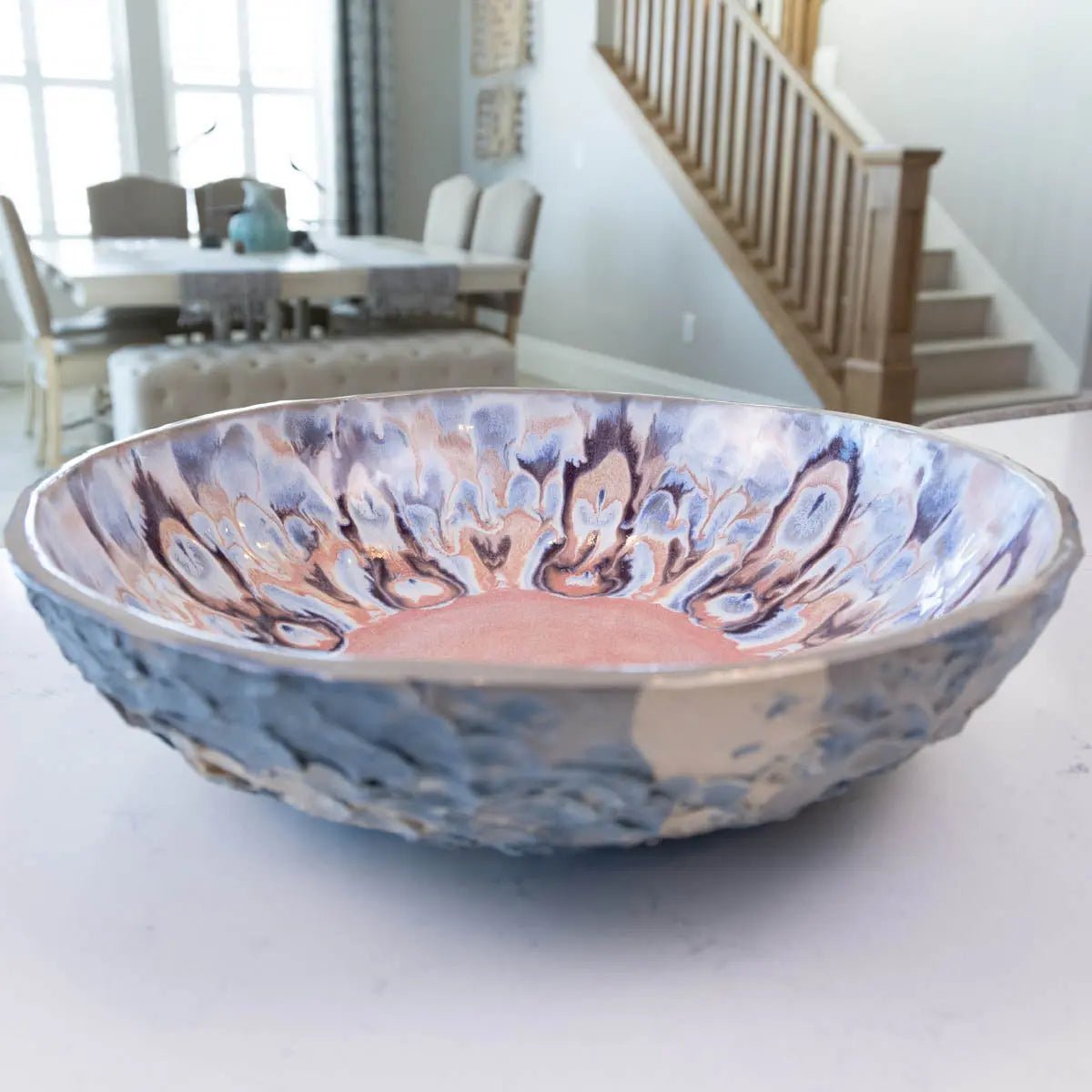 XXL Gray Stoneware Serving/Decorative Bowl Pinks, Grays, & Purples (Alchemy Collection) - Dan Pearce Ceramics