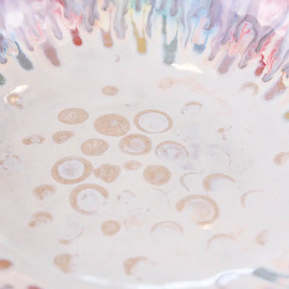 XXL Gray Stoneware Serving/Decorative Bowl - Rainbow Design (Alchemy Collection) - Dan Pearce Ceramics