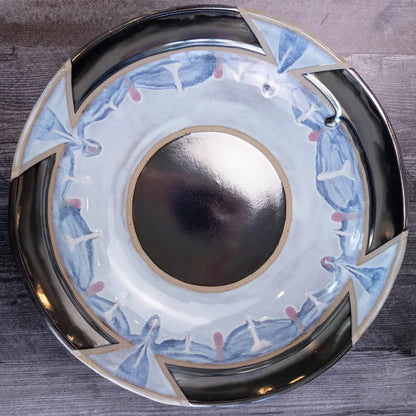 XXL Gray Stoneware Serving/Decorative Bowl - Reflective Surface with Blues, Creams, & Purples (Alchemy Collection) - Dan Pearce Ceramics