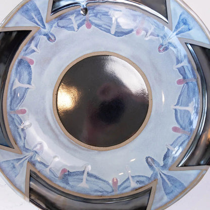 XXL Gray Stoneware Serving/Decorative Bowl - Reflective Surface with Blues, Creams, & Purples (Alchemy Collection) - Dan Pearce Ceramics