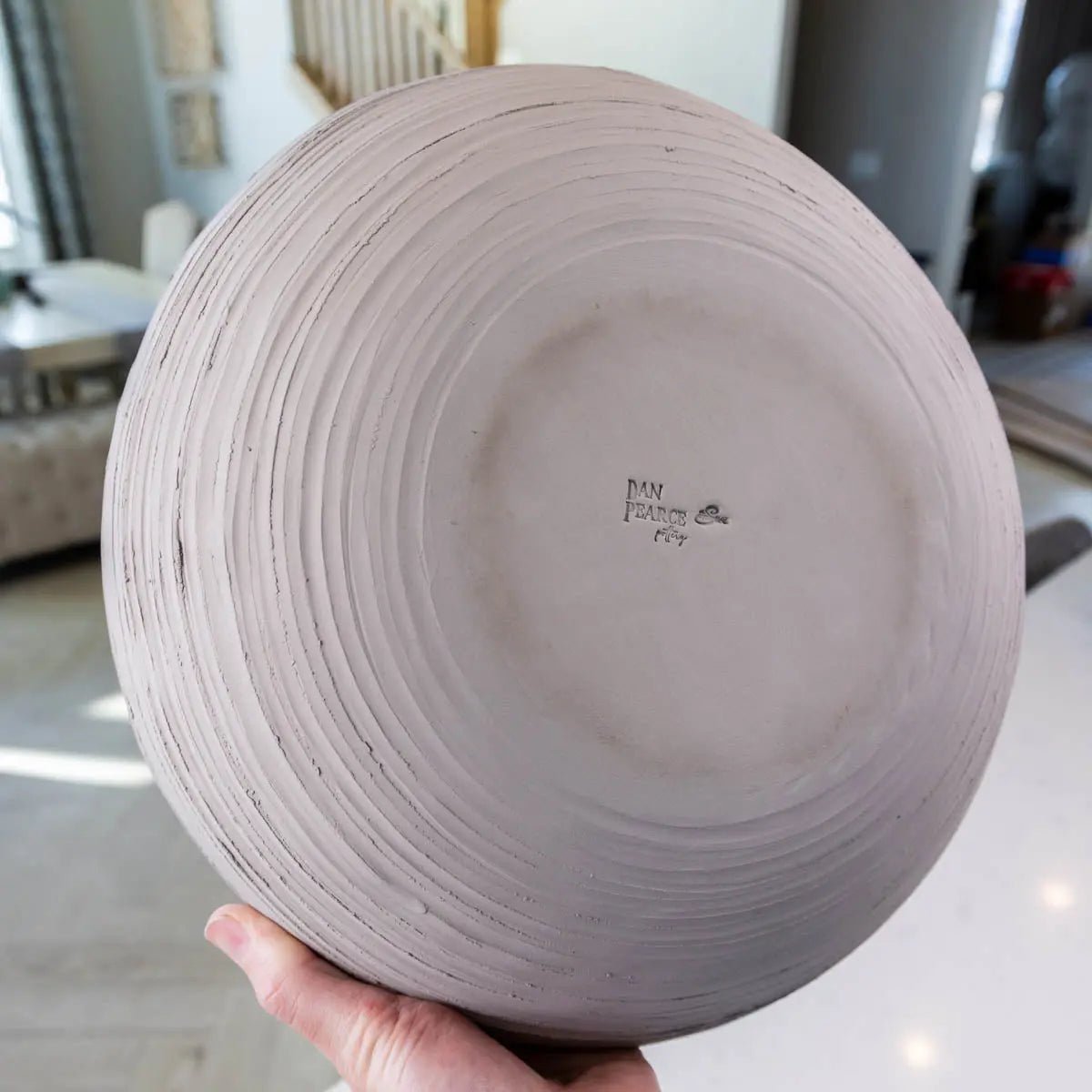 XXL Gray Stoneware Serving/Decorative Bowl Swirl & Greens (Alchemy Collection) - Dan Pearce Ceramics