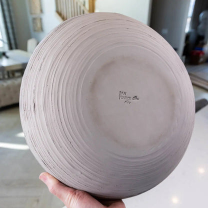 XXL Gray Stoneware Serving/Decorative Bowl Swirl & Greens (Alchemy Collection) - Dan Pearce Ceramics