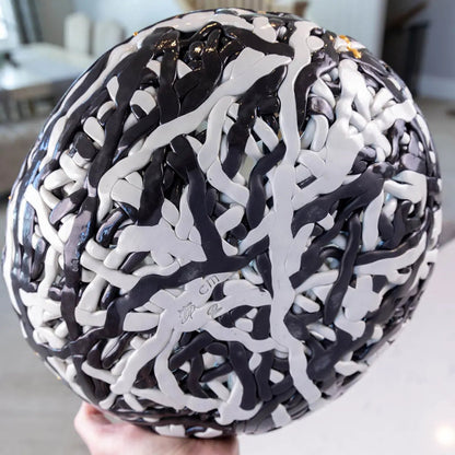 XXL Kintsugi Black & White Porcelain Interlacing Coil Decorative Bowl (Alchemy Collection) - Dan Pearce Ceramics