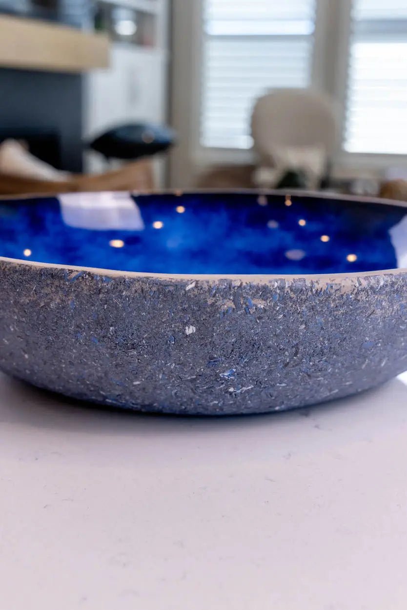 XXL Porcelain "Creative - Spackle" Bowl (Blue, White & Black Series) - Dan Pearce Ceramics