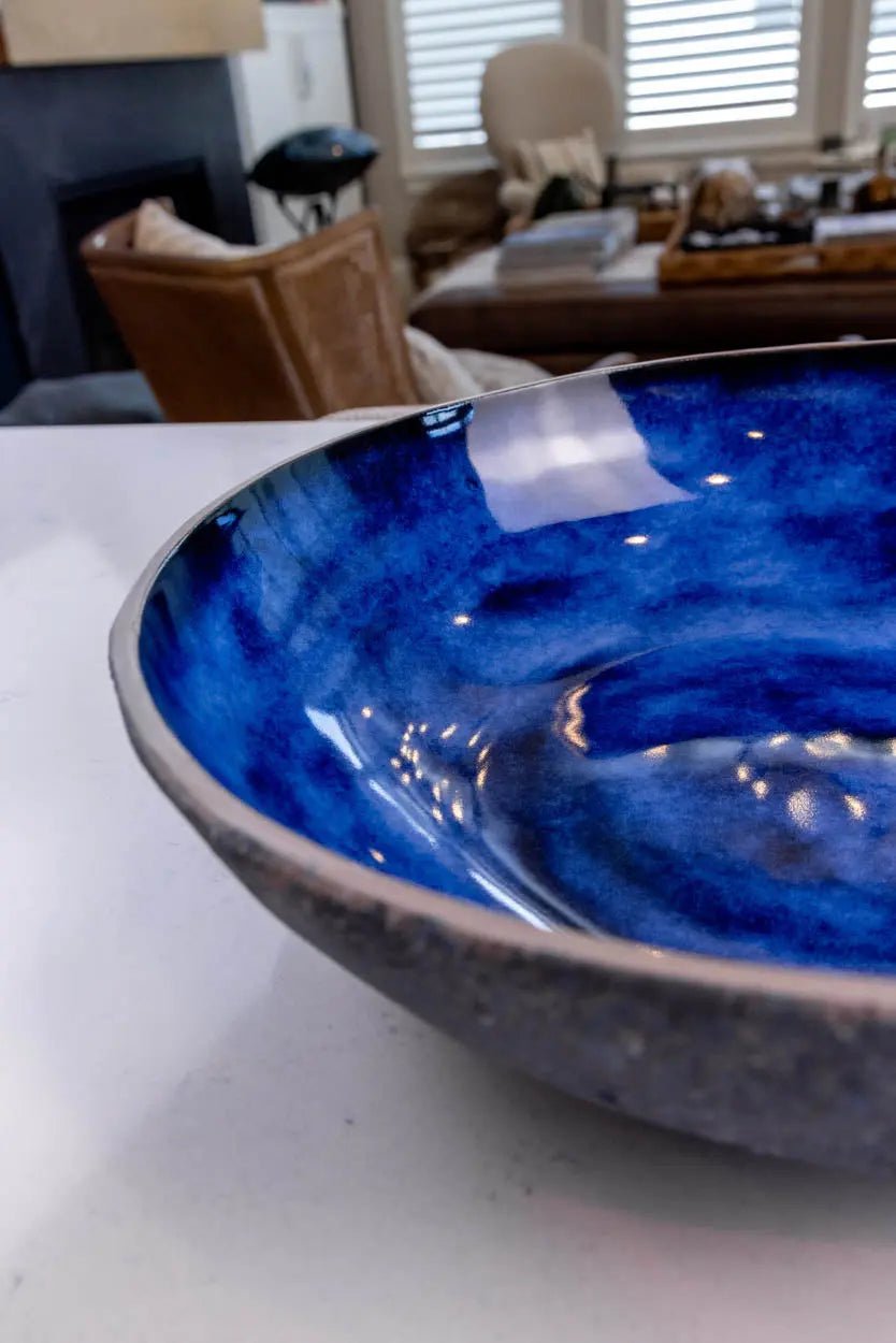 XXL Porcelain "Creative - Spackle" Bowl (Blue, White & Black Series) - Dan Pearce Ceramics