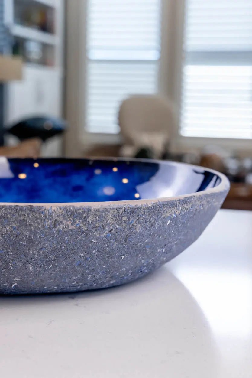 XXL Porcelain "Creative - Spackle" Bowl (Blue, White & Black Series) - Dan Pearce Ceramics