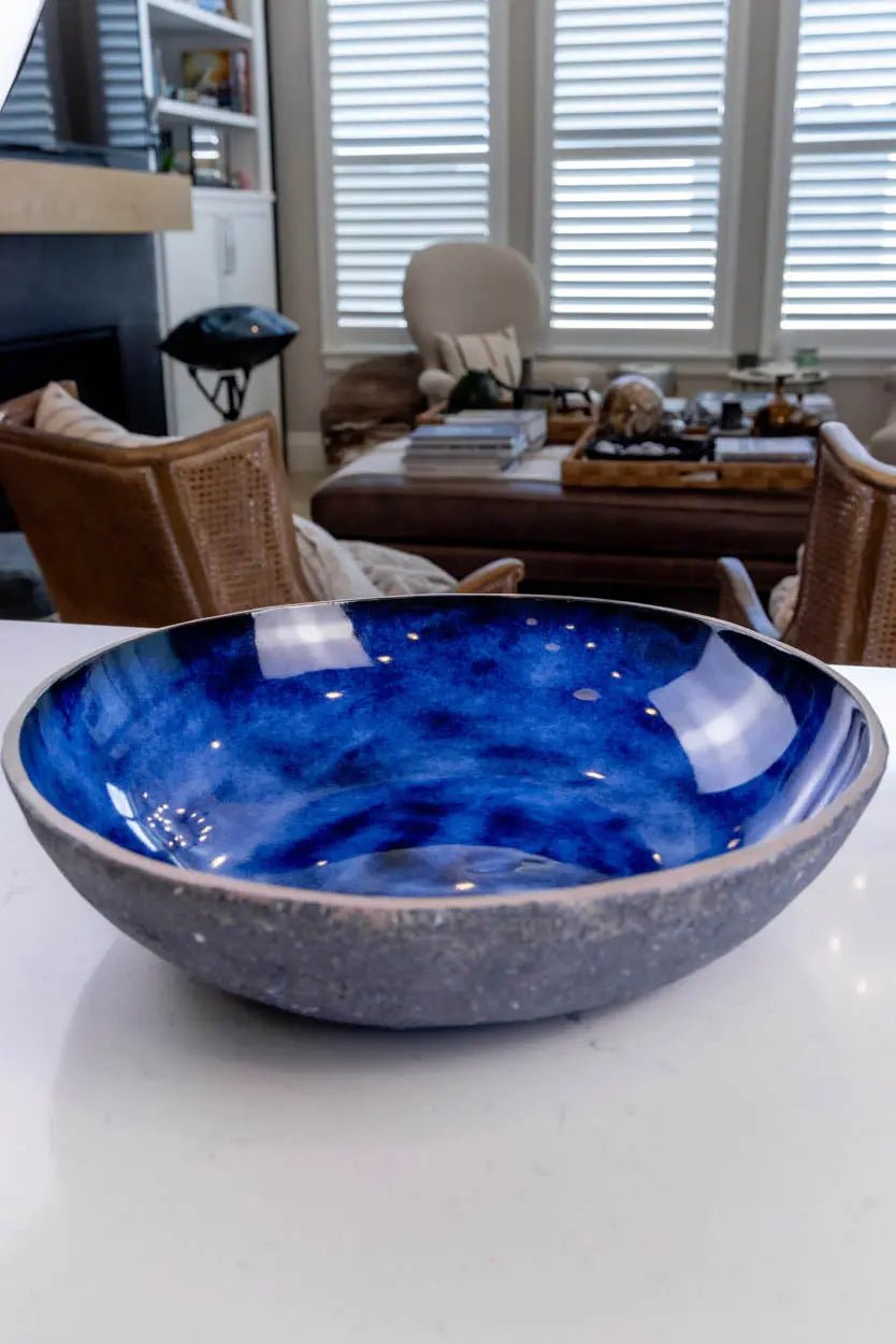 XXL Porcelain "Creative - Spackle" Bowl (Blue, White & Black Series) - Dan Pearce Ceramics