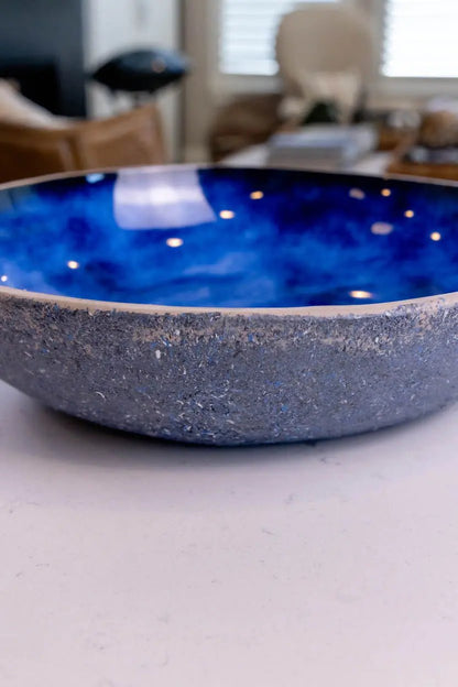 XXL Porcelain "Creative - Spackle" Bowl (Blue, White & Black Series) - Dan Pearce Ceramics