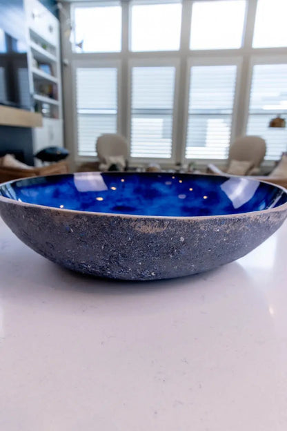 XXL Porcelain "Creative - Spackle" Bowl (Blue, White & Black Series) - Dan Pearce Ceramics