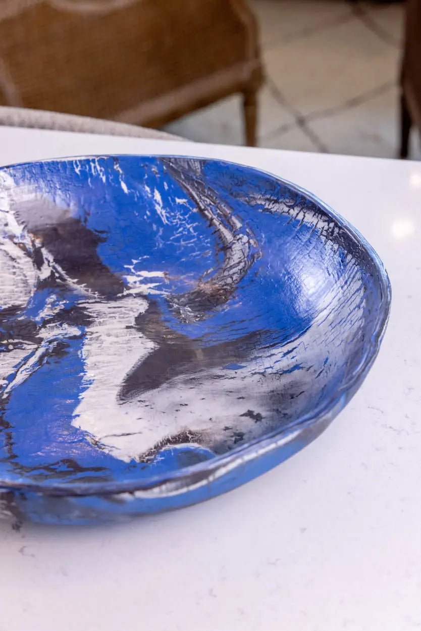 XXL Porcelain Nerikomi Bowl (Blue, White & Black Series) - Dan Pearce Ceramics