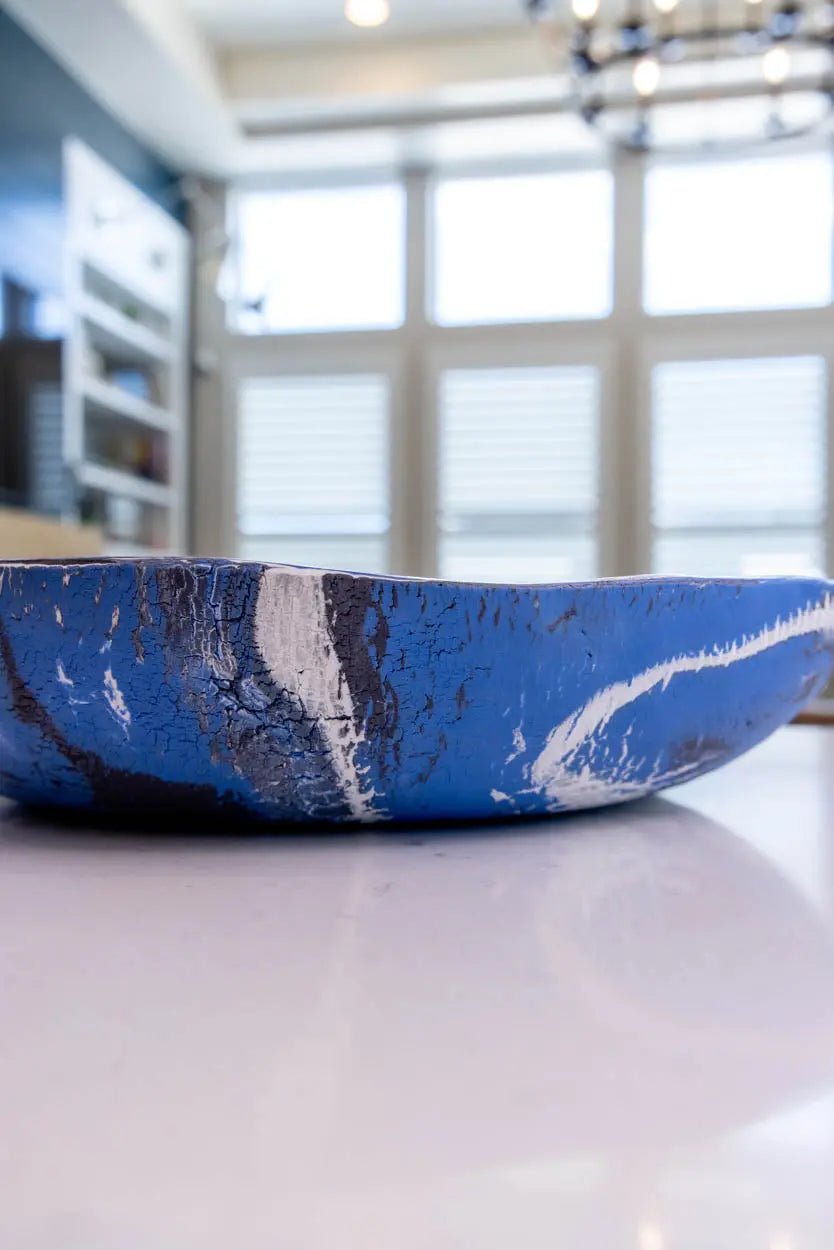 XXL Porcelain Nerikomi Bowl (Blue, White & Black Series) - Dan Pearce Ceramics