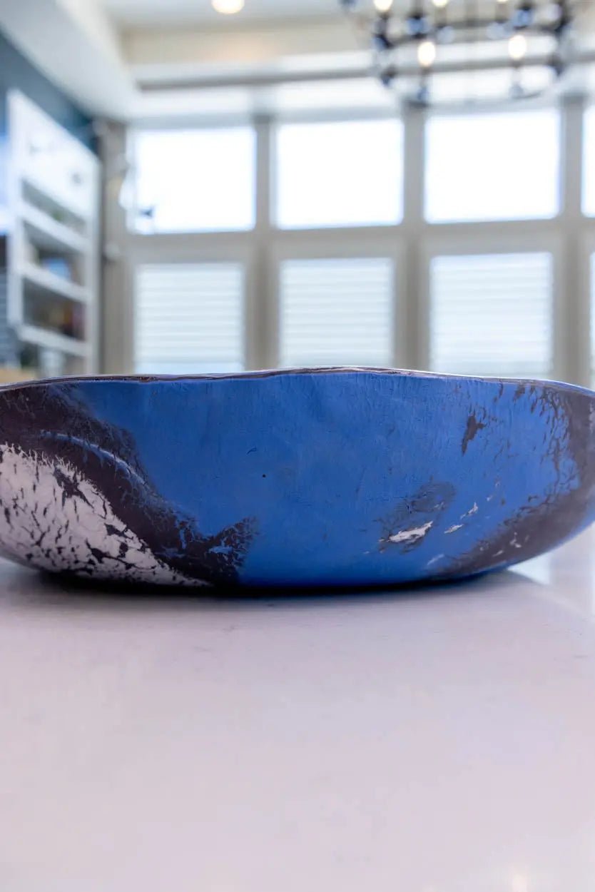 XXL Porcelain Nerikomi Bowl (Blue, White & Black Series) - Dan Pearce Ceramics