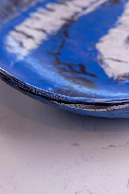 XXL Porcelain Nerikomi Bowl (Blue, White & Black Series) - Dan Pearce Ceramics