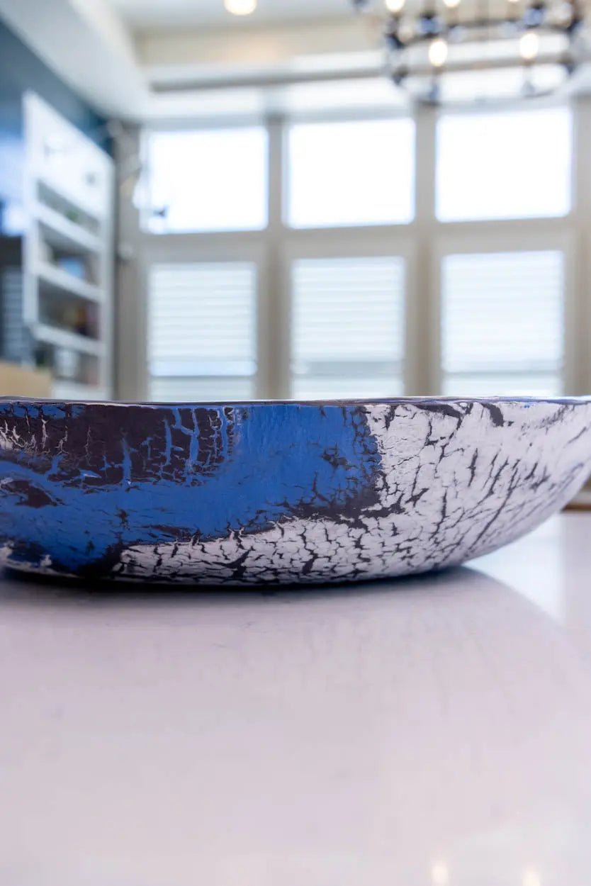 XXL Porcelain Nerikomi Bowl (Blue, White & Black Series) - Dan Pearce Ceramics