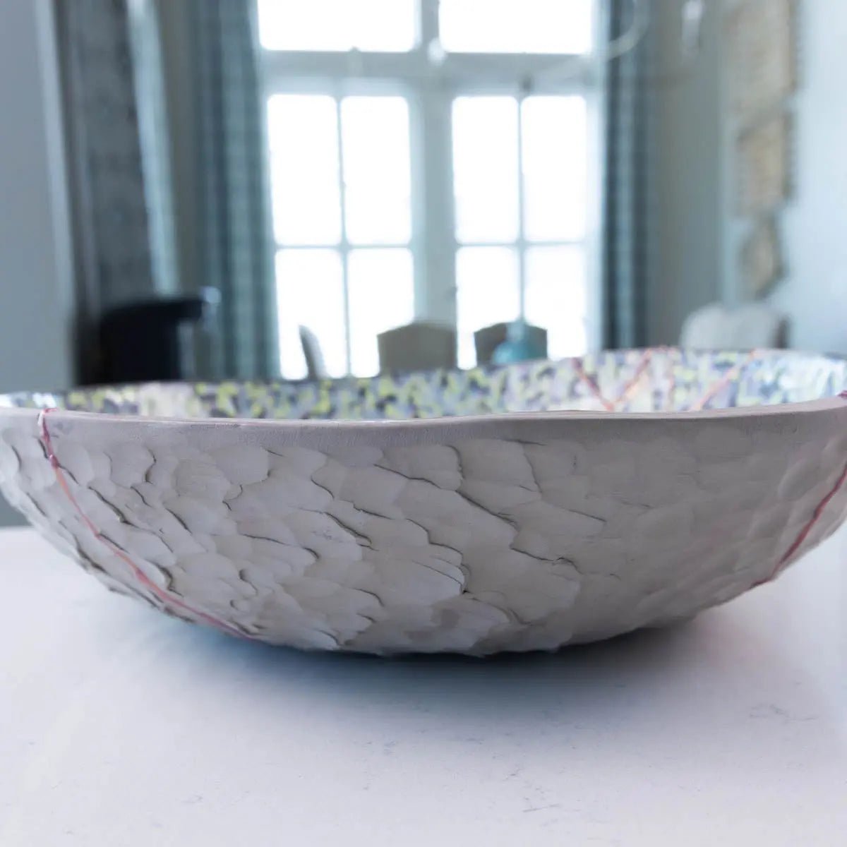 XXL Rose Gold Kintsugi Gray Stoneware Serving/Decorative Bowl - Abstract Mosaic (Alchemy Collection) - Dan Pearce Ceramics