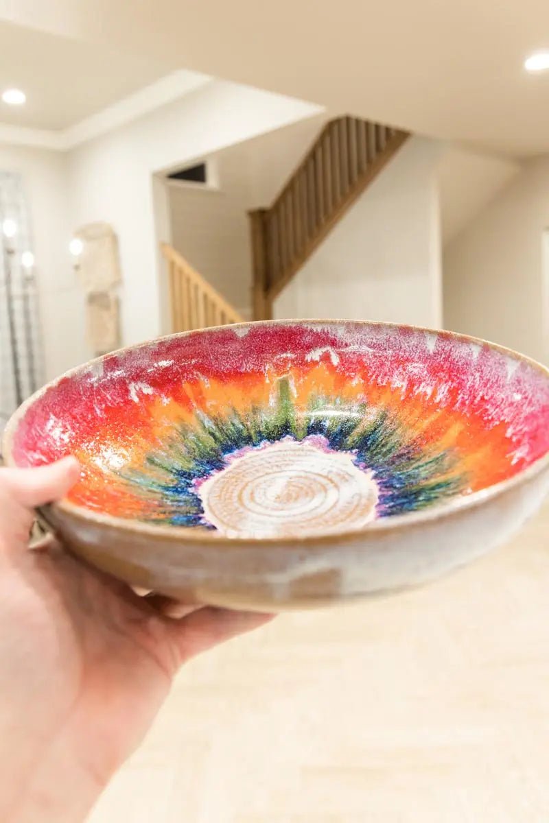 XXL Serving Bowl - Vibrant Rainbow and Creamy Flair - Dan Pearce Ceramics