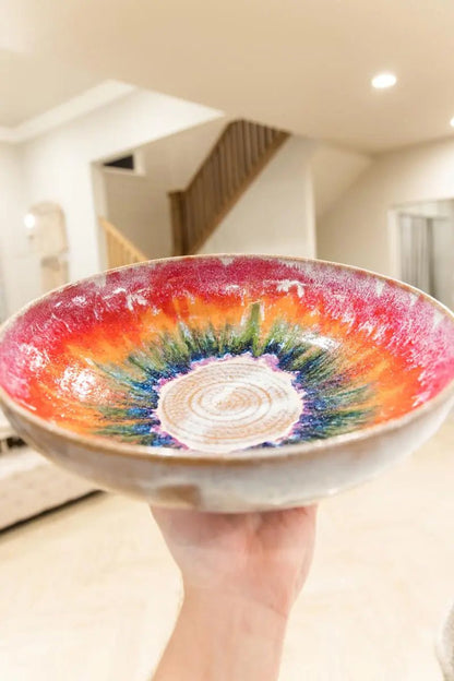 XXL Serving Bowl - Vibrant Rainbow and Creamy Flair - Dan Pearce Ceramics