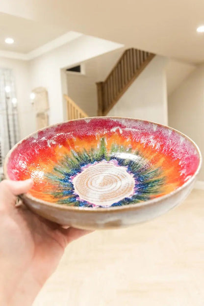 XXL Serving Bowl - Vibrant Rainbow and Creamy Flair - Dan Pearce Ceramics