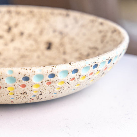 XXL Stoneware Serving Bowl (Speckled White and Autumn Colors) - Dan Pearce Ceramics