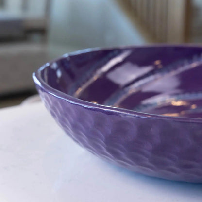 XXL Stoneware Serving/Decorative Bowl - Grooved Dark Earthy Purple (Alchemy Collection) - Dan Pearce Ceramics