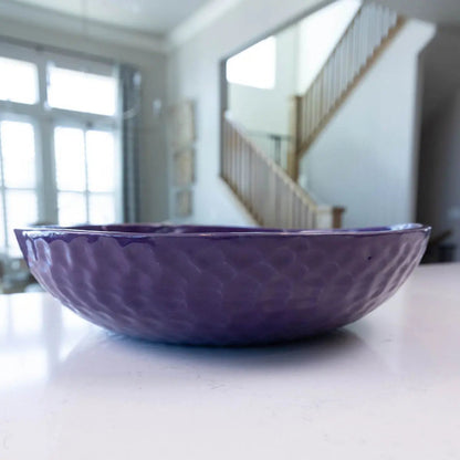 XXL Stoneware Serving/Decorative Bowl - Grooved Dark Earthy Purple (Alchemy Collection) - Dan Pearce Ceramics