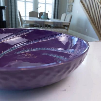 XXL Stoneware Serving/Decorative Bowl - Grooved Dark Earthy Purple (Alchemy Collection) - Dan Pearce Ceramics