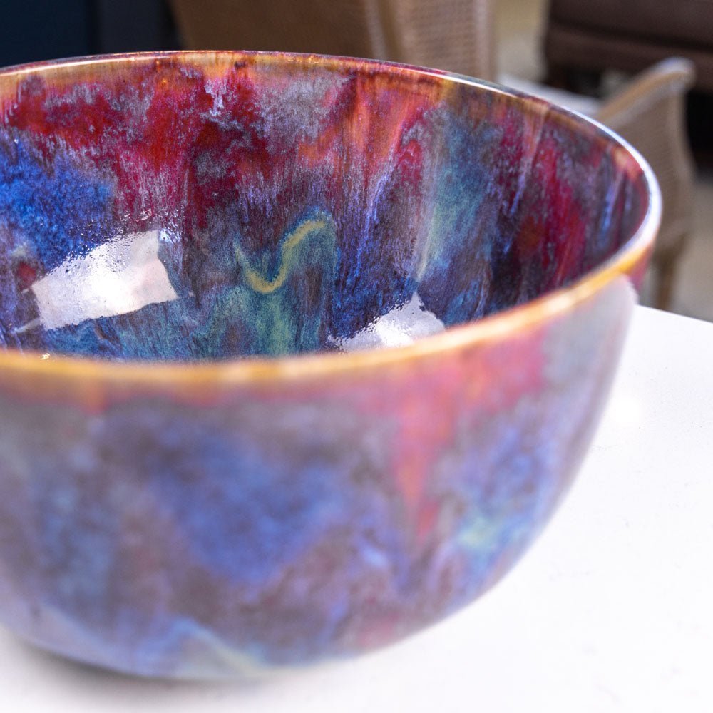 XXXL Stoneware Decorative Serving Bowl (Blues, Greens, and Reds) - Dan Pearce Ceramics