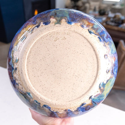 XXXL Stoneware Decorative Serving Bowl (Blues, Greens, and Reds) - Dan Pearce Ceramics